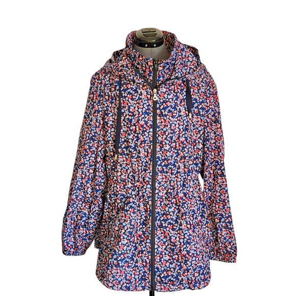 Kate Spade Packable Anorak Utility Jacket‎ Park Ave Floral Double Zip Size XL - Picture 1 of 5